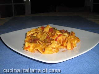 tagliatelle con zucchine e pancetta