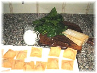 ravioli di zucca con fonduta e spinaci: ingredienti