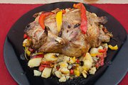 pollo al forno con peperoni e patate