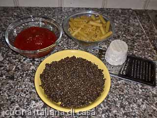 maccheroni con le lenticchie: ingredienti