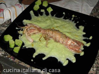 canocchie su crema di cetriolo