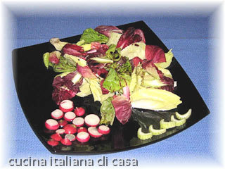 insalata di radicchietti di campo con rapanelli e sedano